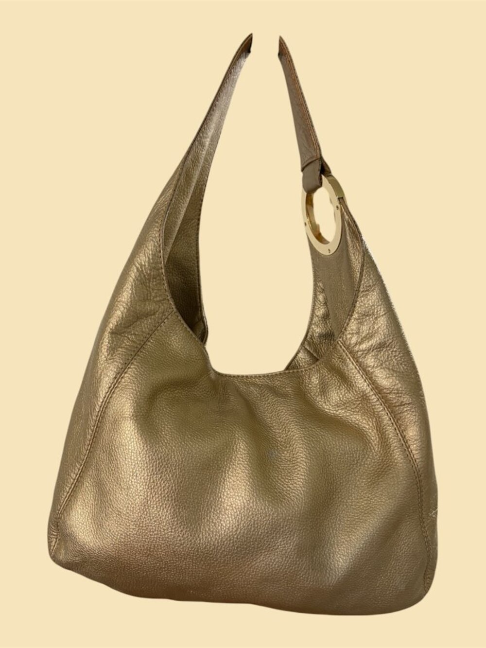 MICHAEL KORS FULTON METALLIC GOLD HOBO SHOULDER BAG - EUC